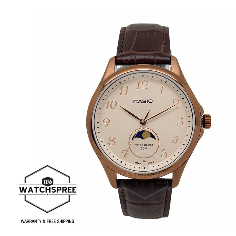 Casio Men's Analog Brown Leather Strap Watch MTPM110RL-5A MTP-M110RL-5A