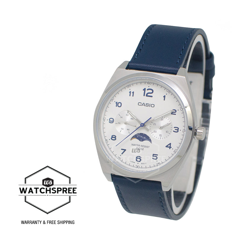 Casio Men's Analog Blue Leather Strap Watch MTPM300L-7A MTP-M300L-7A