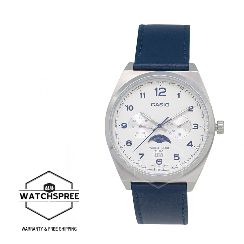 Casio Men's Analog Blue Leather Strap Watch MTPM300L-7A MTP-M300L-7A