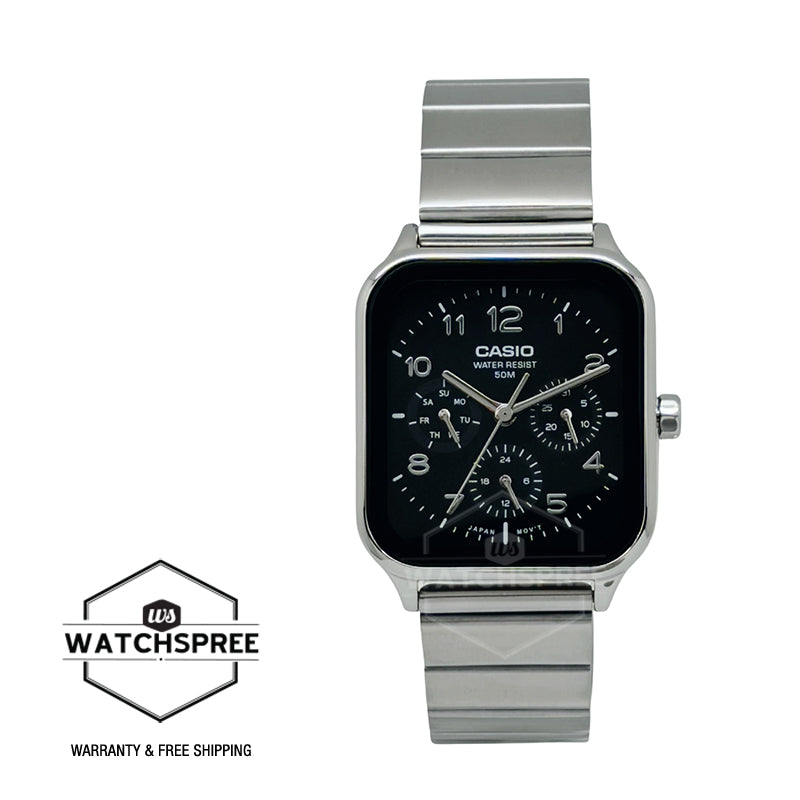 Casio Men's Analog Square Dial Stainless Steel Band Watch MTPM306D-1A MTP-M306D-1A