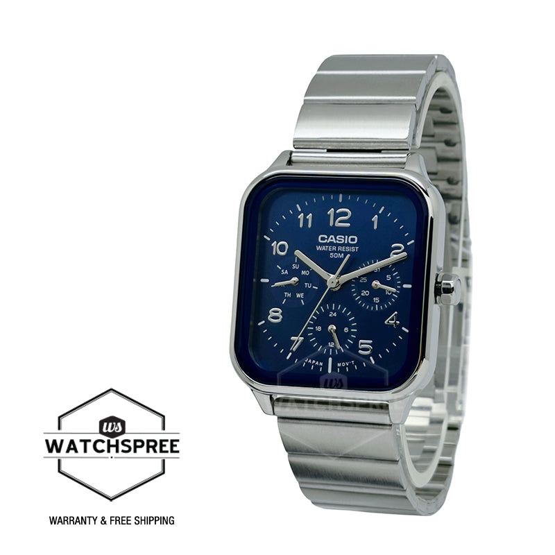 Casio Men's Analog Square Dial Stainless Steel Band Watch MTPM306D-2A MTP-M306D-2A