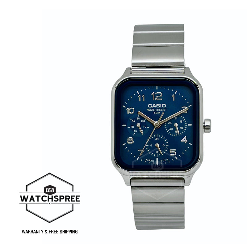 Casio Men's Analog Square Dial Stainless Steel Band Watch MTPM306D-2A MTP-M306D-2A