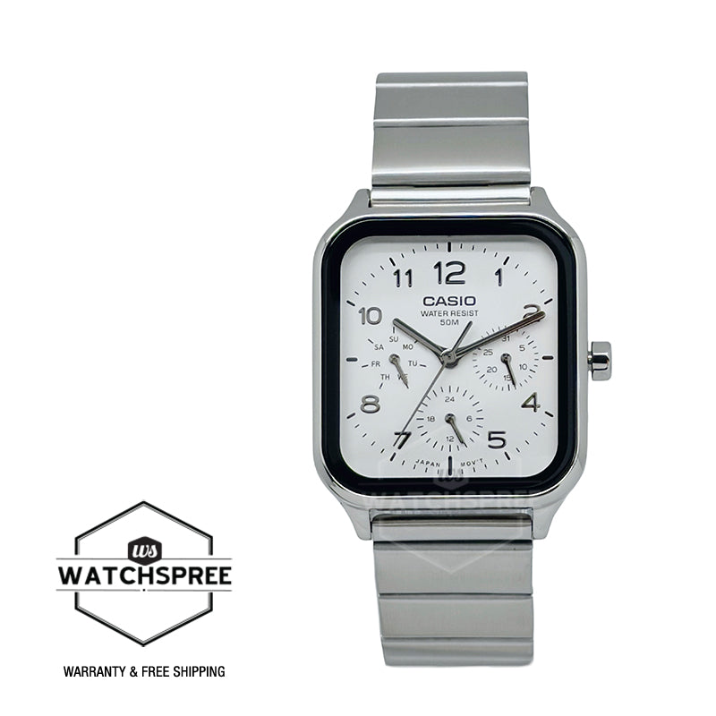 Casio Men's Analog Square Dial Stainless Steel Band Watch MTPM306D-7A MTP-M306D-7A