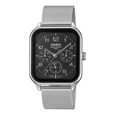 Casio Men's Analog Square Dial Stainless Steel Mesh Band Watch MTPM306M-1A MTP-M306M-1A