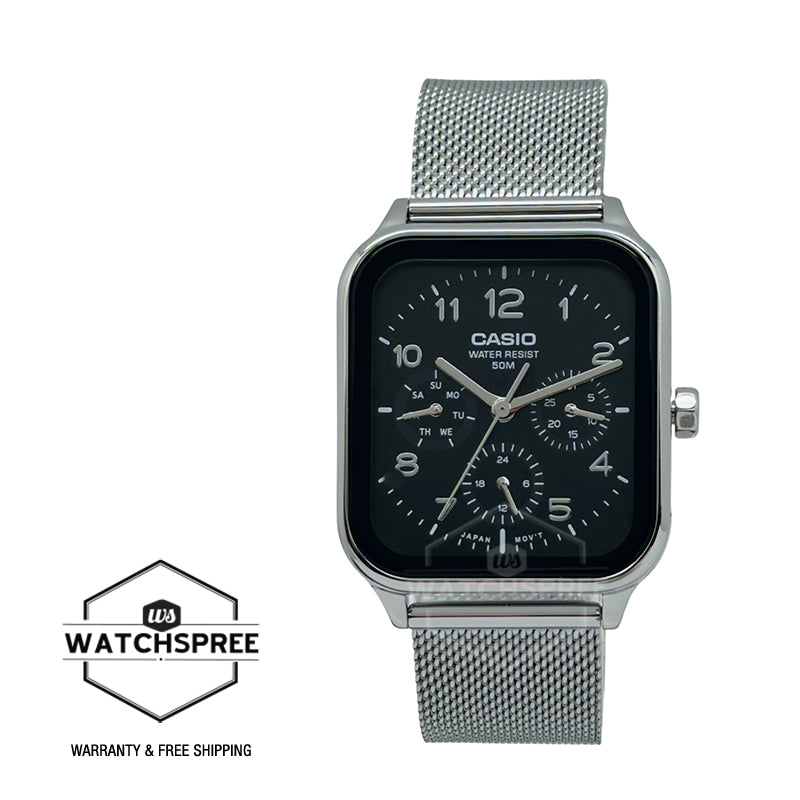 Casio Men's Analog Square Dial Stainless Steel Mesh Band Watch MTPM306M-1A MTP-M306M-1A