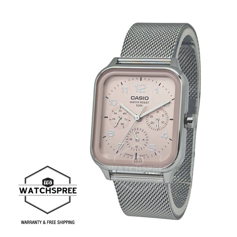 Casio Men's Analog Square Dial Stainless Steel Mesh Band Watch MTPM306M-4A MTP-M306M-4A