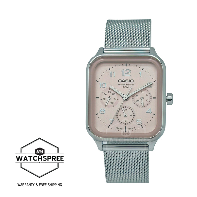 Casio Men's Analog Square Dial Stainless Steel Mesh Band Watch MTPM306M-4A MTP-M306M-4A