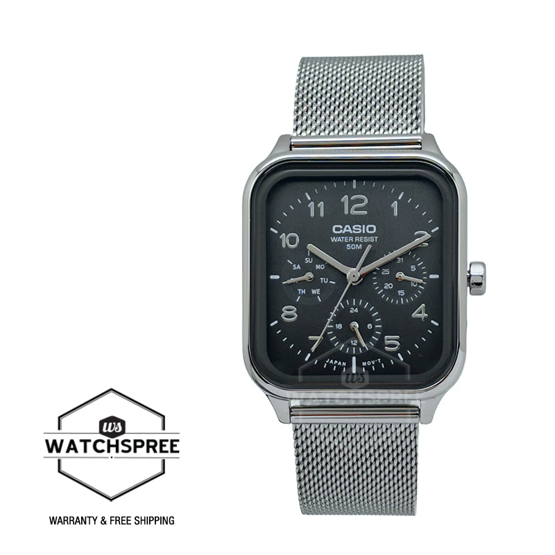 Casio Men's Analog Square Dial Stainless Steel Mesh Band Watch MTPM306M-8A MTP-M306M-8A