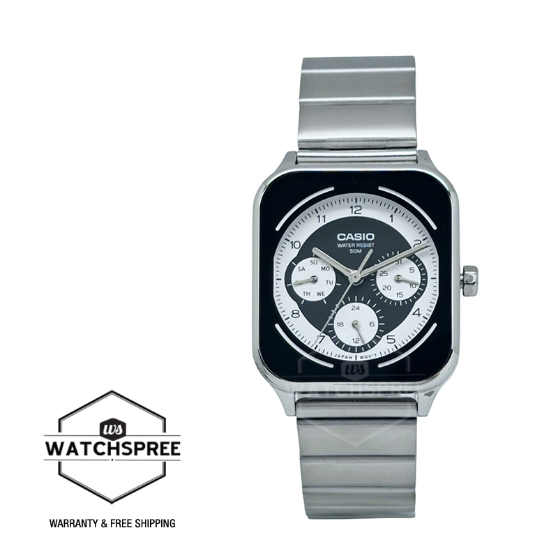 Casio Men's Analog Square Dial Stainless Steel Band Watch MTPM307D-1B MTP-M307D-1B