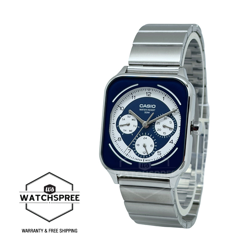 Casio Men's Analog Square Dial Stainless Steel Band Watch MTPM307D-2B MTP-M307D-2B