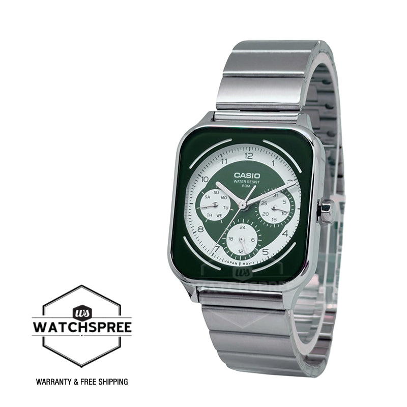 Casio Men's Analog Square Dial Stainless Steel Band Watch MTPM307D-3B MTP-M307D-3B