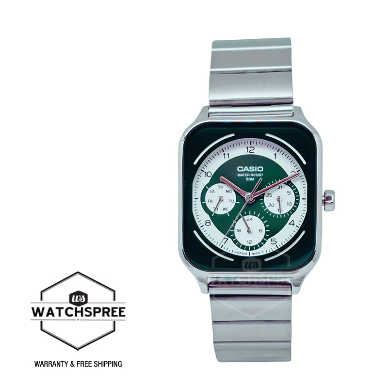 Casio Men's Analog Square Dial Stainless Steel Band Watch MTPM307D-3B MTP-M307D-3B