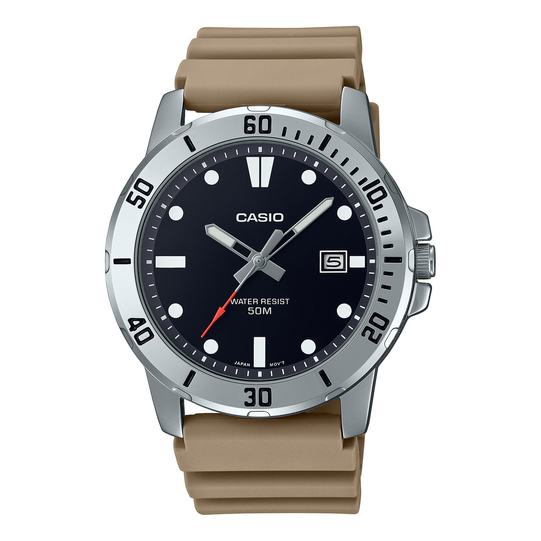 Casio Men's Analog Sporty Khaki Resin Band Watch MTPVD01-5E MTP-VD01-5E