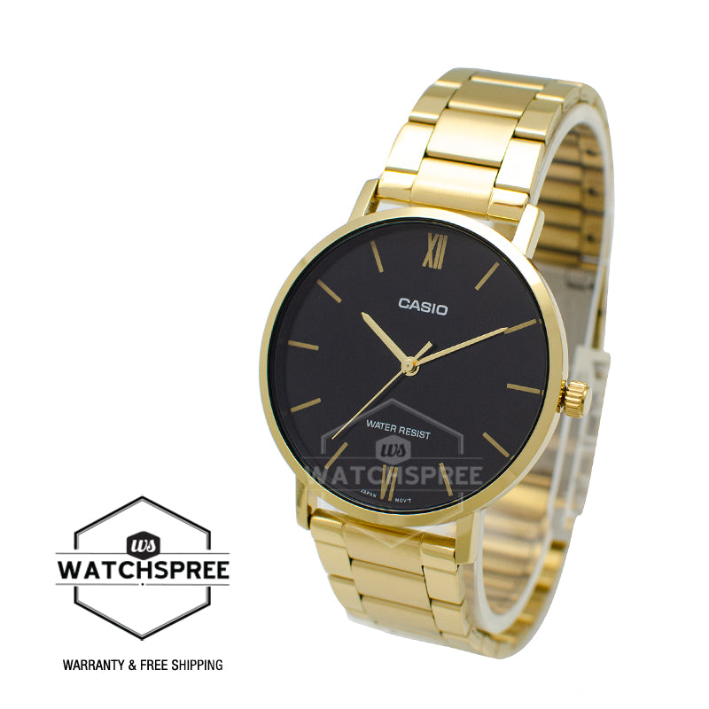 Casio Men's Analog Gold Stainless Steel Band Watch MTPVT01G-1B MTP-VT01G-1B