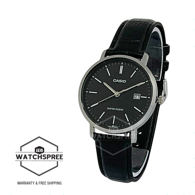 Casio Men's Analog Black Leather Strap Watch MTPVT05L-1E MTP-VT05L-1E