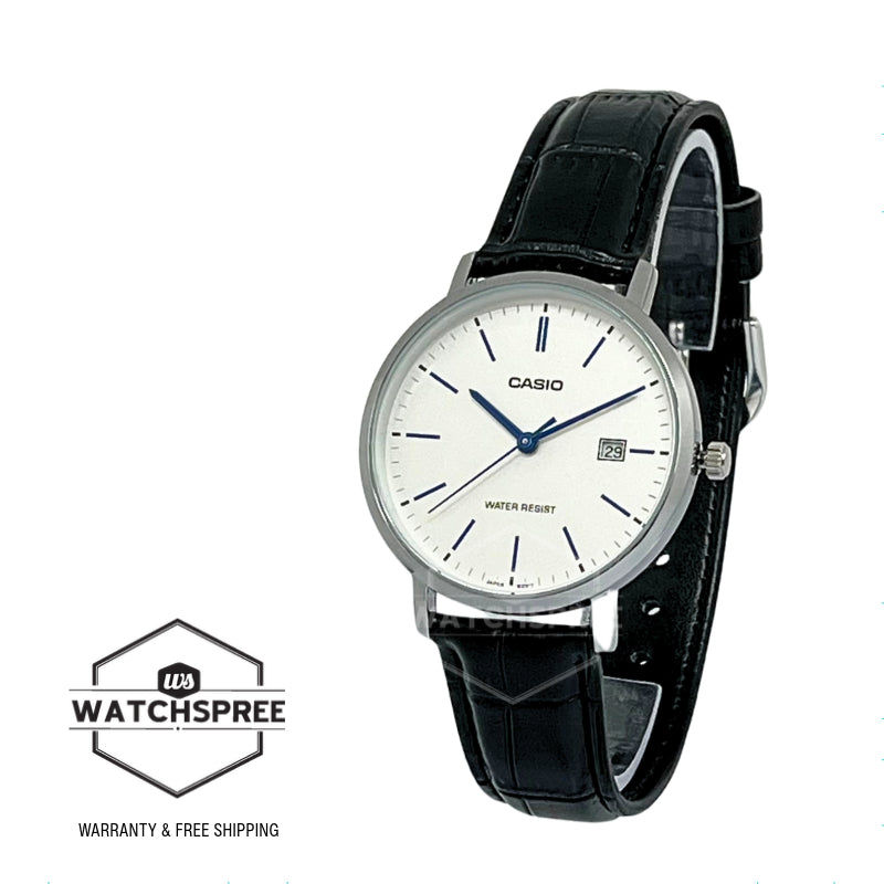 Casio Men's Analog Black Leather Strap Watch MTPVT05L-7E MTP-VT05L-7E