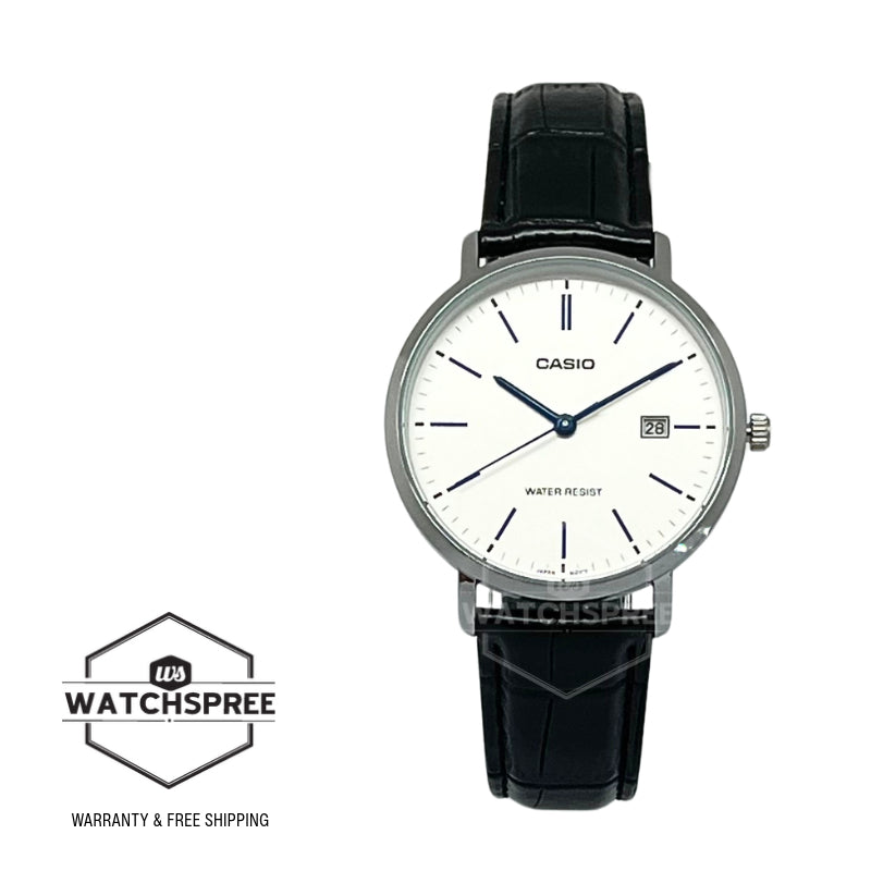 Casio Men's Analog Black Leather Strap Watch MTPVT05L-7E MTP-VT05L-7E