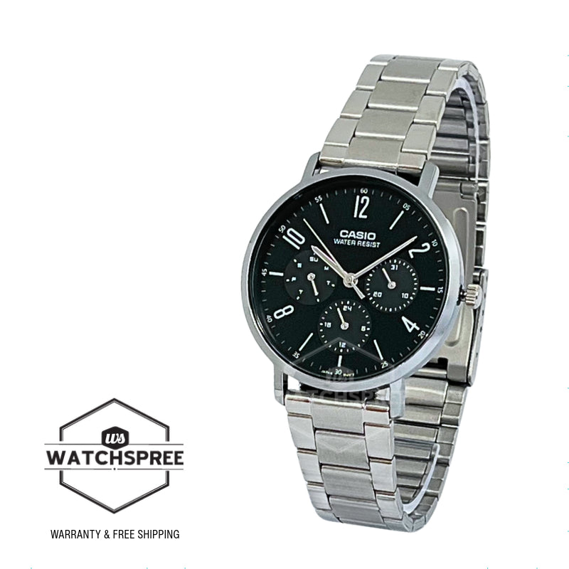 Casio Men's Analog Stainless Steel Band Watch MTPVT06D-1B MTP-VT06D-1B