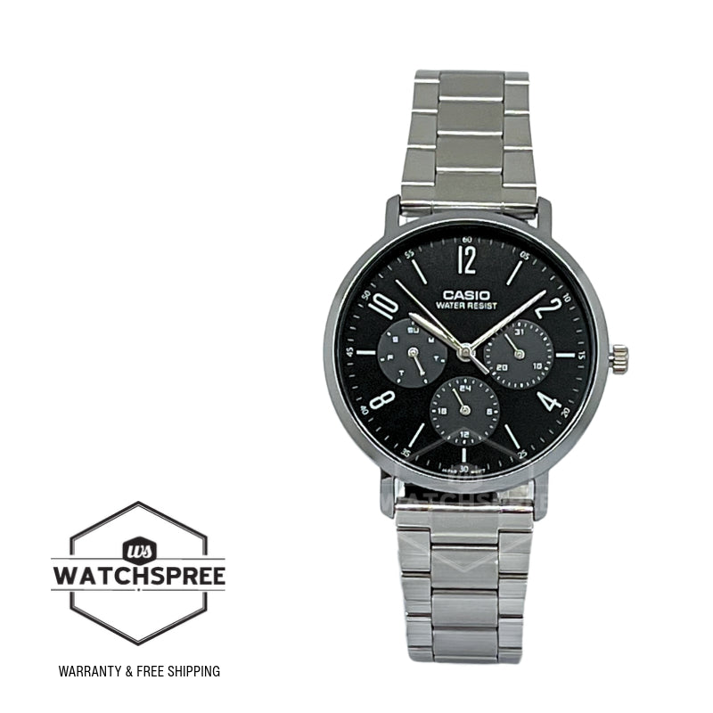 Casio Men's Analog Stainless Steel Band Watch MTPVT06D-1B MTP-VT06D-1B