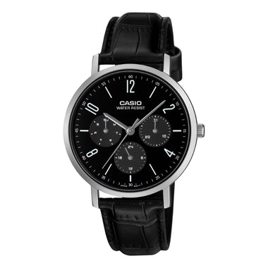 Casio Men's Analog Black Leather Strap Watch MTPVT06L-1B MTP-VT06L-1B