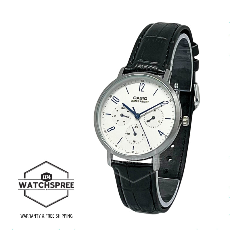 Casio Men's Analog Black Leather Strap Watch MTPVT06L-7B MTP-VT06L-7B