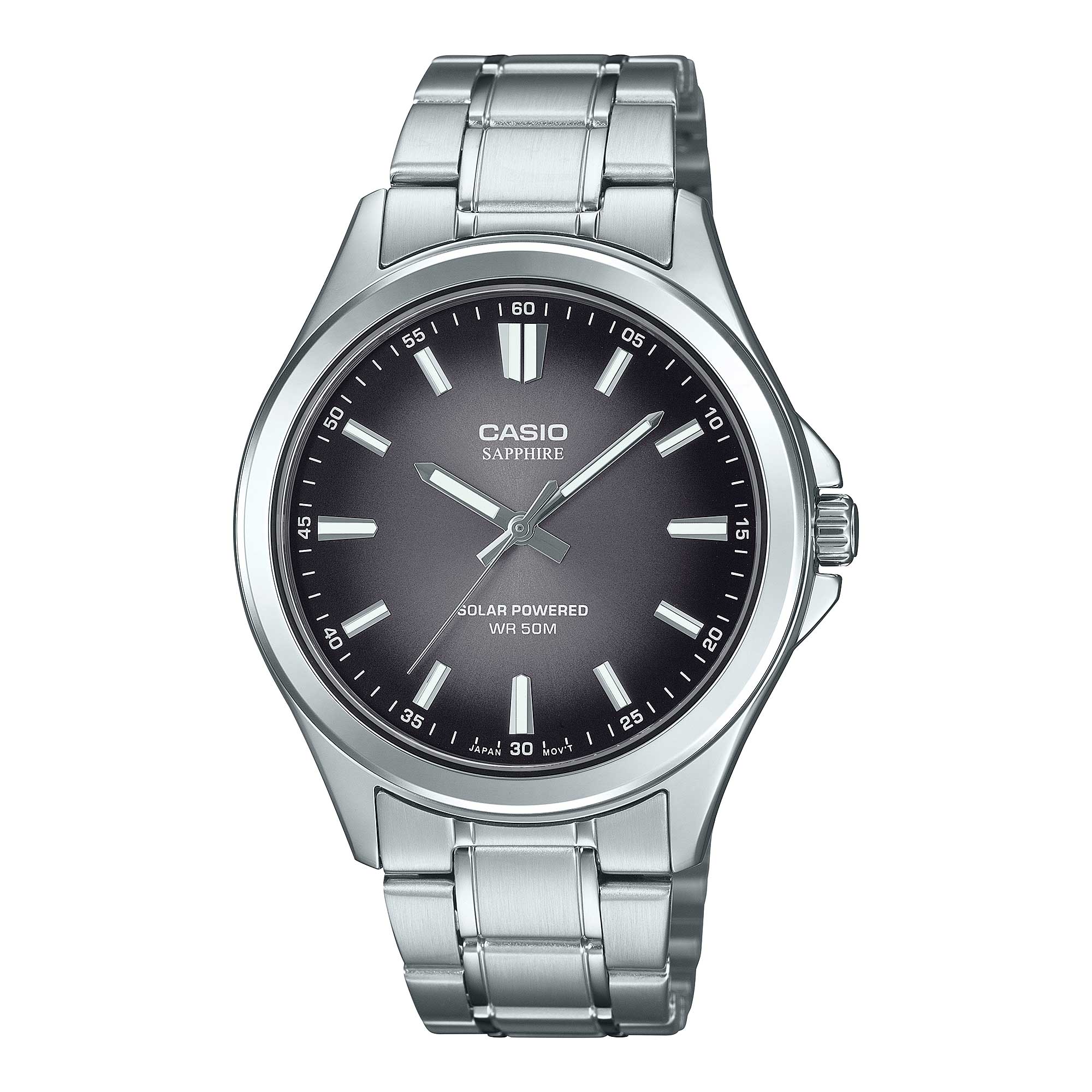 Casio Men's Analog Solar Stainless Steel Band Watch MTSRS100D-1A MTS-RS100D-1A