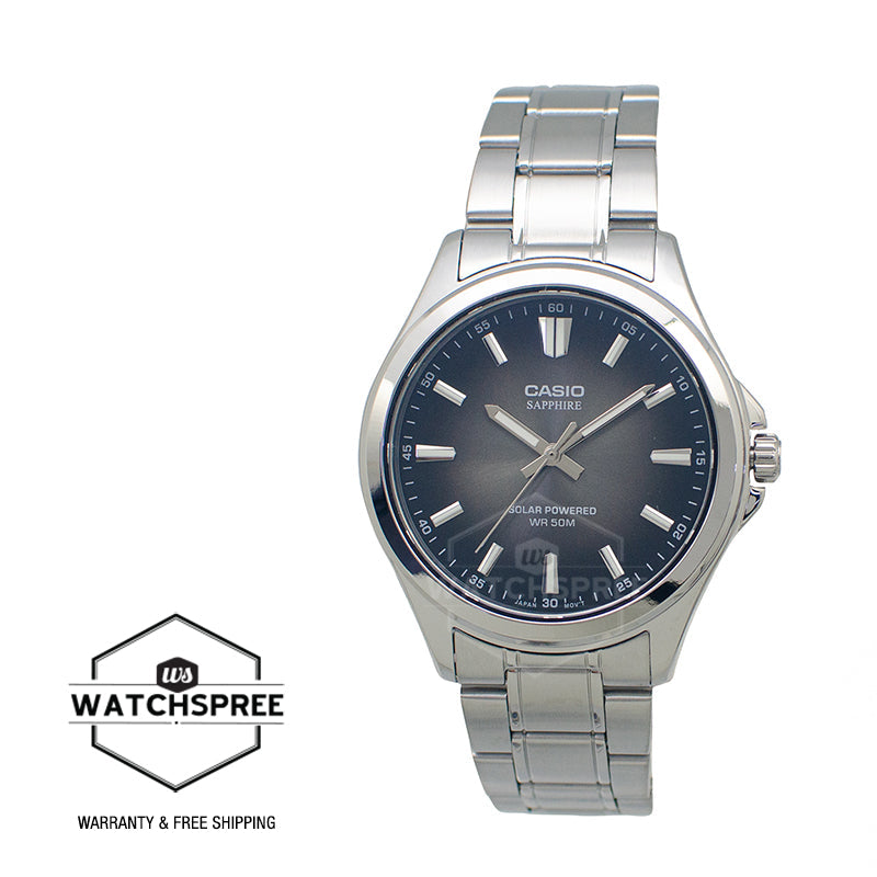 Casio Men's Analog Solar Stainless Steel Band Watch MTSRS100D-1A MTS-RS100D-1A
