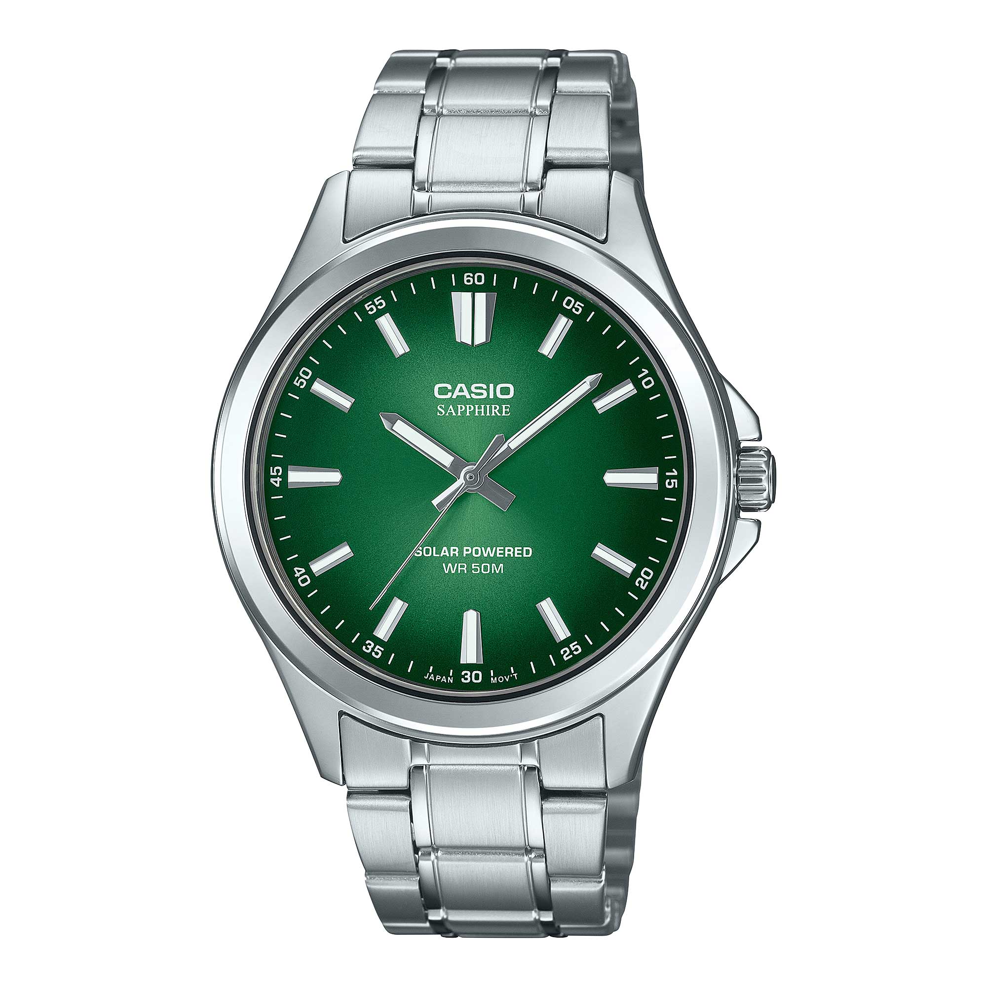 Casio Men's Analog Solar Stainless Steel Band Watch MTSRS100D-3A MTS-RS100D-3A