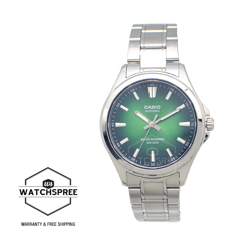 Casio Men's Analog Solar Stainless Steel Band Watch MTSRS100D-3A MTS-RS100D-3A