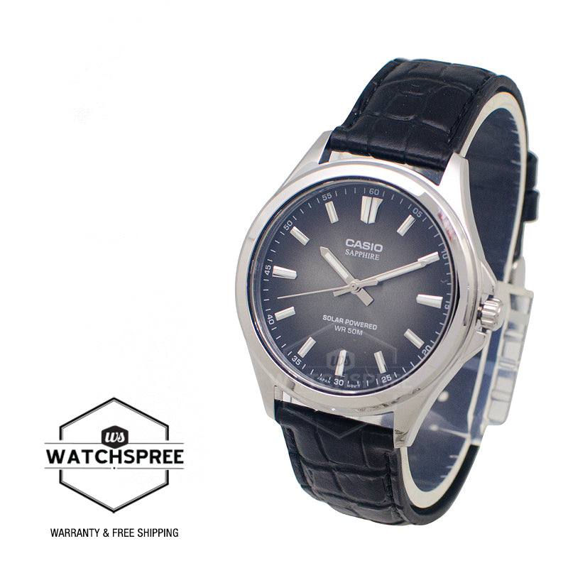 Casio Men's Analog Solar Black Leather Strap Watch MTSRS100L-1A MTS-RS100L-1A