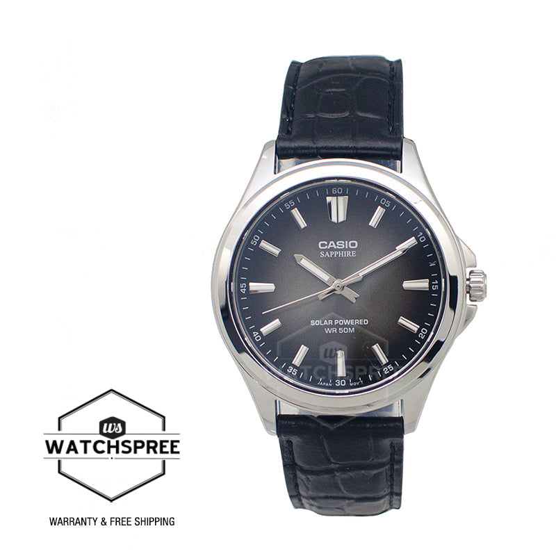 Casio Men's Analog Solar Black Leather Strap Watch MTSRS100L-1A MTS-RS100L-1A