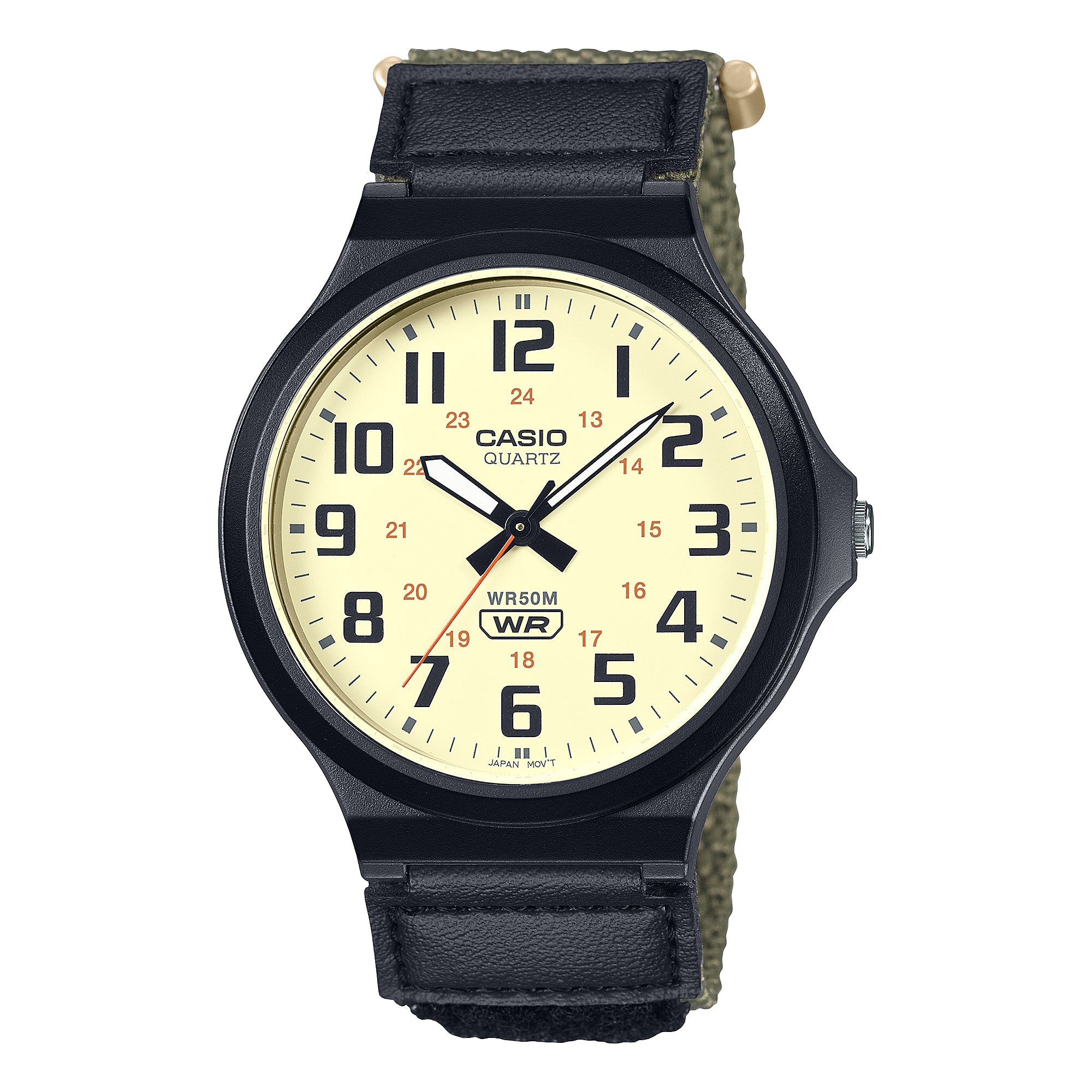 Casio Men's Analog Two-Tone Green & Black Cloth Band Watch MW240B-3B MW-240B-3B