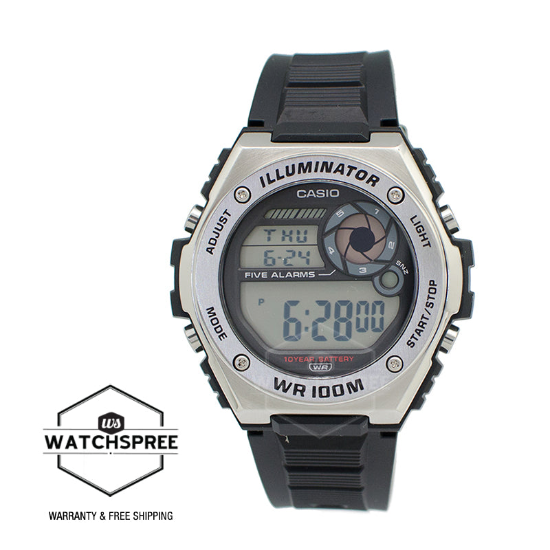 Casio Digital Black Resin Band Watch MWD100H-1A MWD-100H-1A