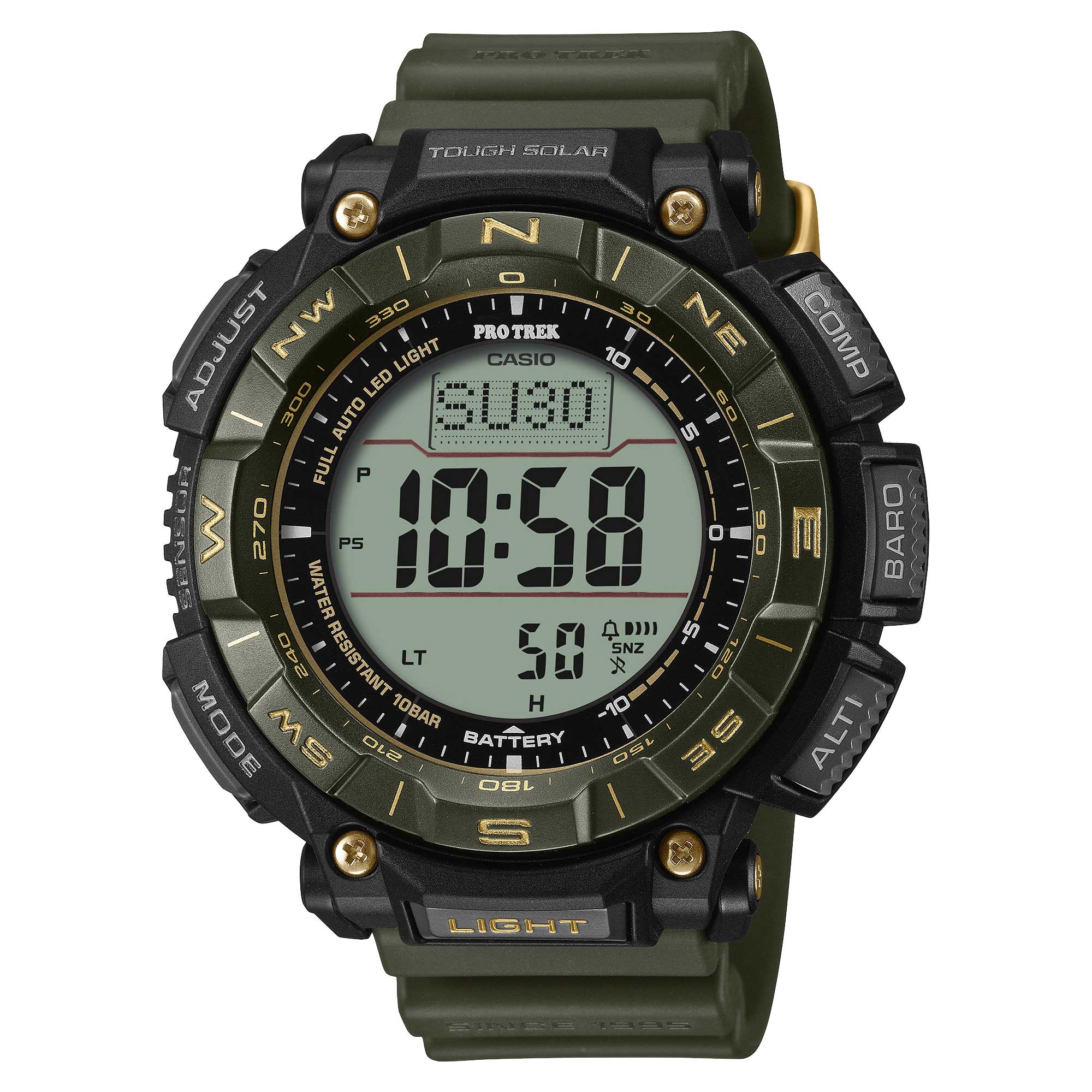 Casio Pro Trek PRG-340 Lineup 30th Anniversary Triple Sensor Solar Bio-Based Green Resin Band Watch PRG340ANS-3D PRG-340ANS-3D PRG-340ANS-3