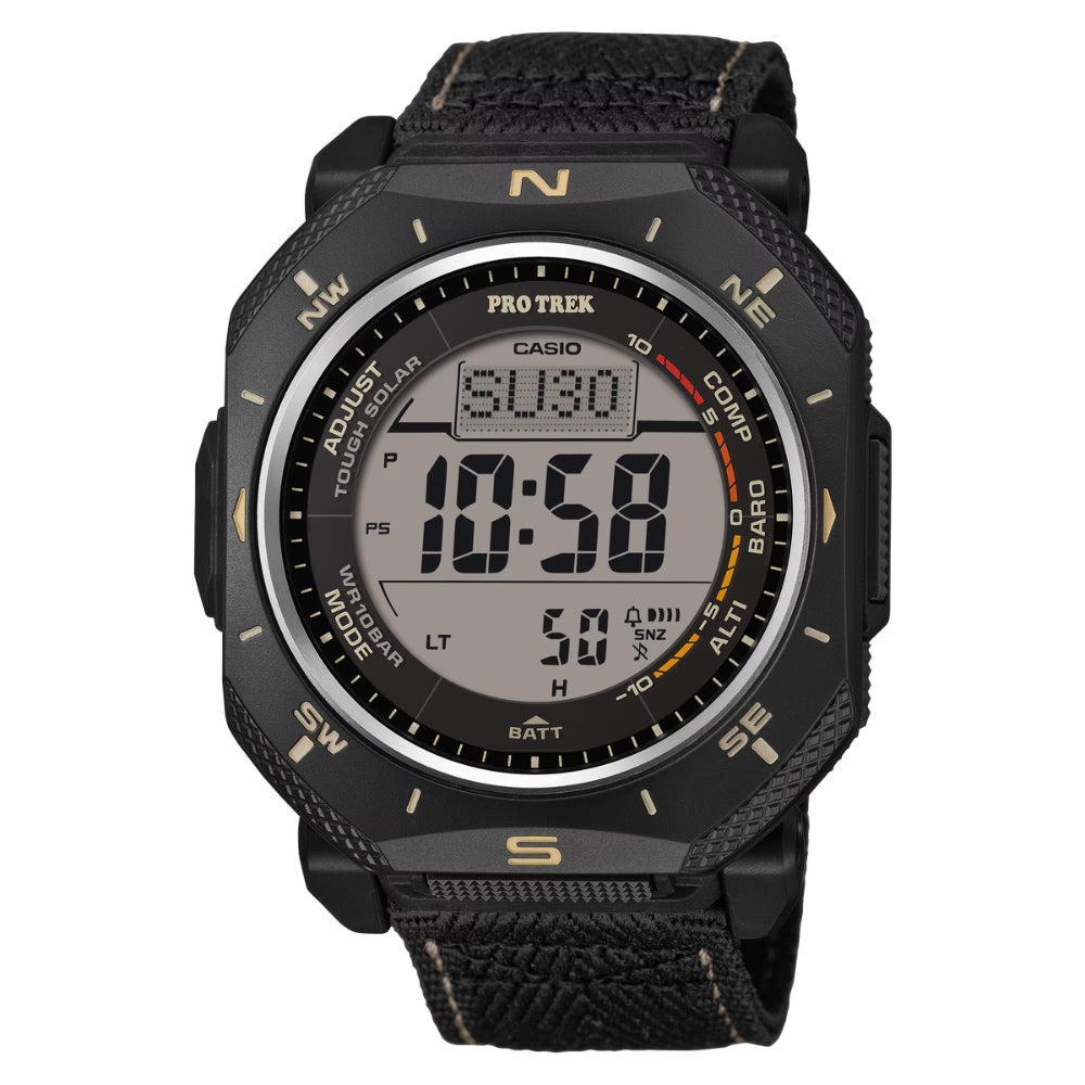 Casio Pro Trek PRG-69 Lineup Triple Sensor Tough Solar Duplex LCD Black Cloth Band Watch PRG69B-1D PRG-69B-1D PRG-69B-1