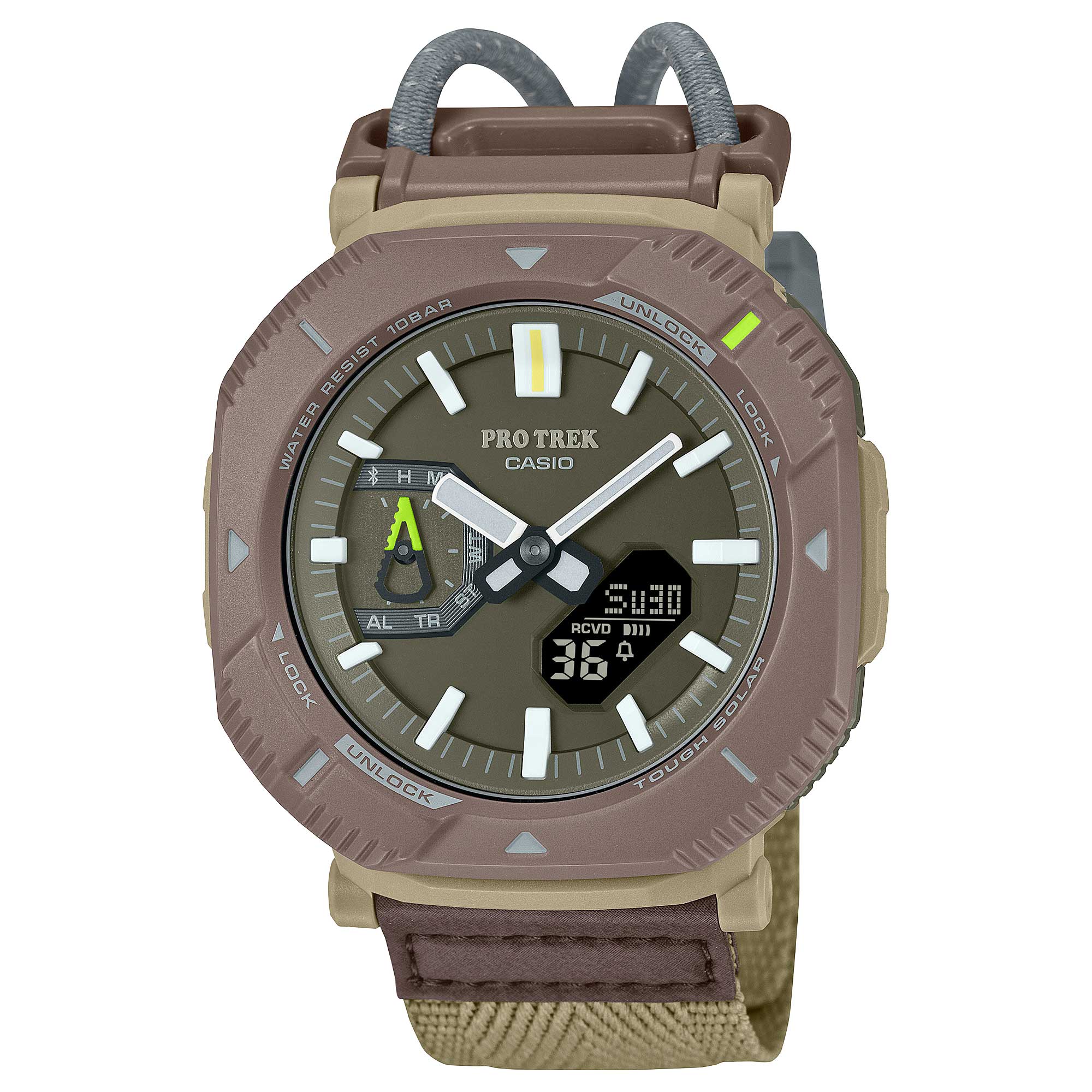 Casio Pro Trek PRJ-B001 Lineup Bluetooth Tough Solar Khaki Cloth Band Watch PRJB001B-5D PRJ-B001B-5D PRJ-B001B-5