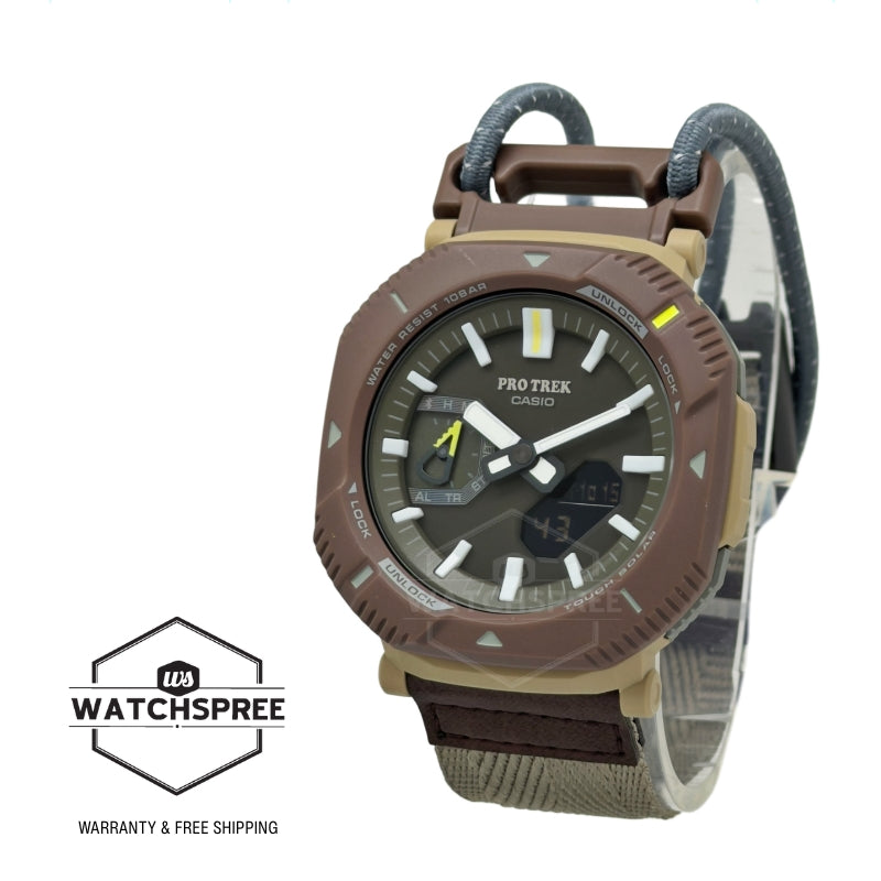 Casio Pro Trek PRJ-B001 Lineup Bluetooth Tough Solar Khaki Cloth Band Watch PRJB001B-5D PRJ-B001B-5D PRJ-B001B-5