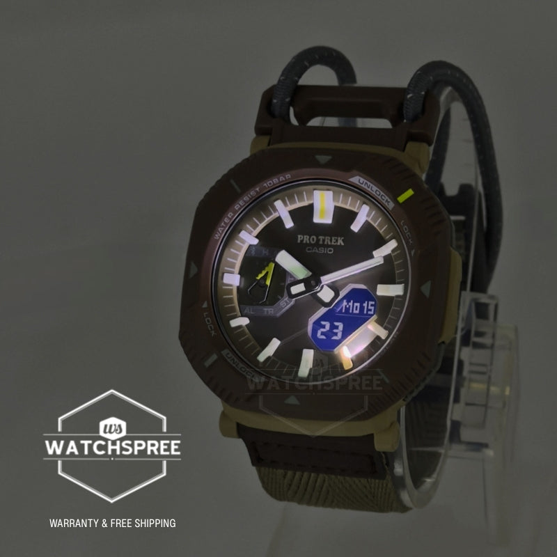 Casio Pro Trek PRJ-B001 Lineup Bluetooth Tough Solar Khaki Cloth Band Watch PRJB001B-5D PRJ-B001B-5D PRJ-B001B-5