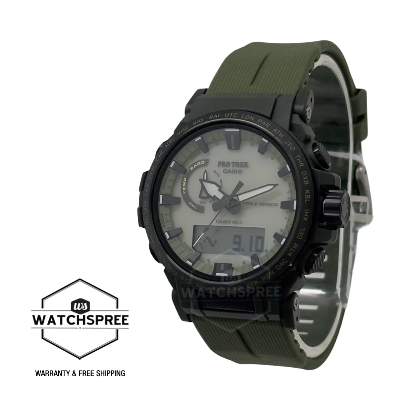 Casio Pro Trek (Japan Made) PRW-61 Series of Triple Sensor Tough Solar Bio-Based Green Resin Band Watch PRW61LD-3D PRW-61LD-3D PRW-61LD-3