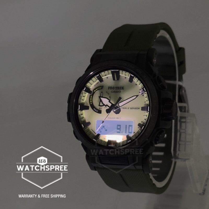 Casio Pro Trek (Japan Made) PRW-61 Series of Triple Sensor Tough Solar Bio-Based Green Resin Band Watch PRW61LD-3D PRW-61LD-3D PRW-61LD-3