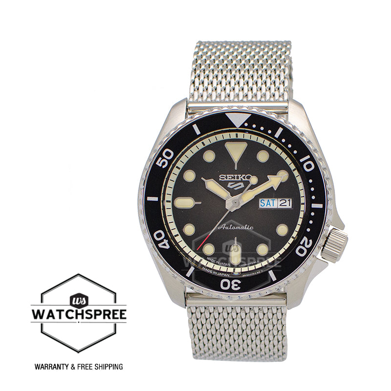 [JDM] Seiko 5 Sports (Japan Made) Automatic Silver Stainless Steel Mesh Band Watch SBSA017 SBSA017J (LOCAL BUYERS ONLY)