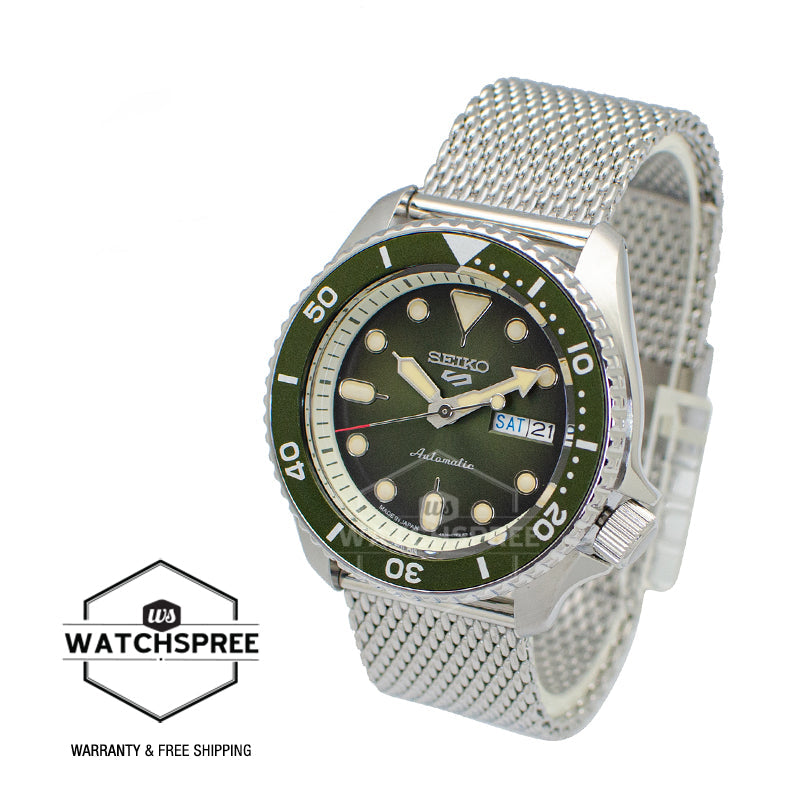 Seiko 5 Sports (Japan Made) Automatic Silver Stainless Steel Mesh Band Watch SBSA019 SBSA019J (LOCAL BUYERS ONLY)