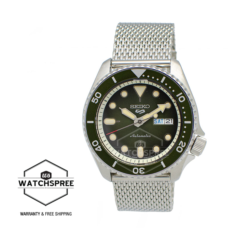 Seiko 5 Sports (Japan Made) Automatic Silver Stainless Steel Mesh Band Watch SBSA019 SBSA019J (LOCAL BUYERS ONLY)