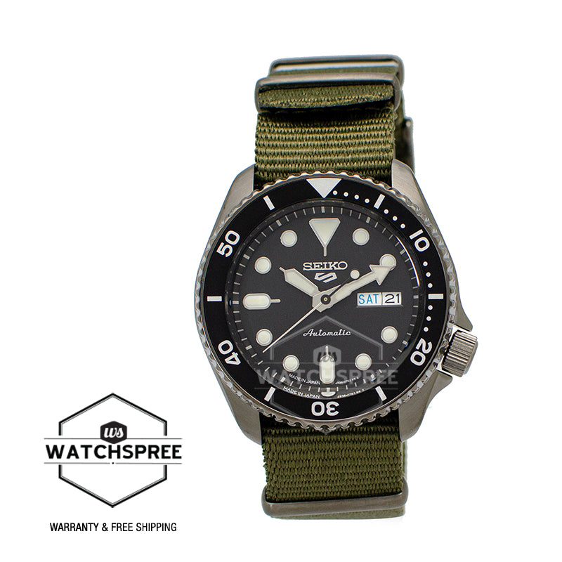 [JDM] Seiko 5 Sports (Japan Made) Automatic Olive Green Canvas Strap Watch SBSA023 SBSA023J (Not For EU Buyers) (LOCAL BUYERS ONLY)