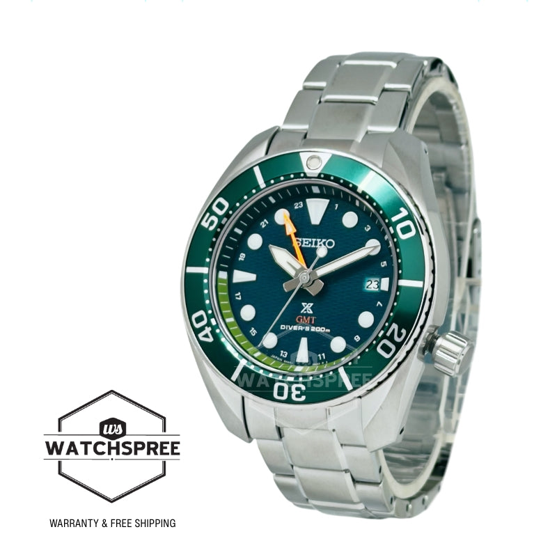 Seiko Prospex (Japan Made) Solar GMT Diver's Stainless Steel Band Watch SFK003J1