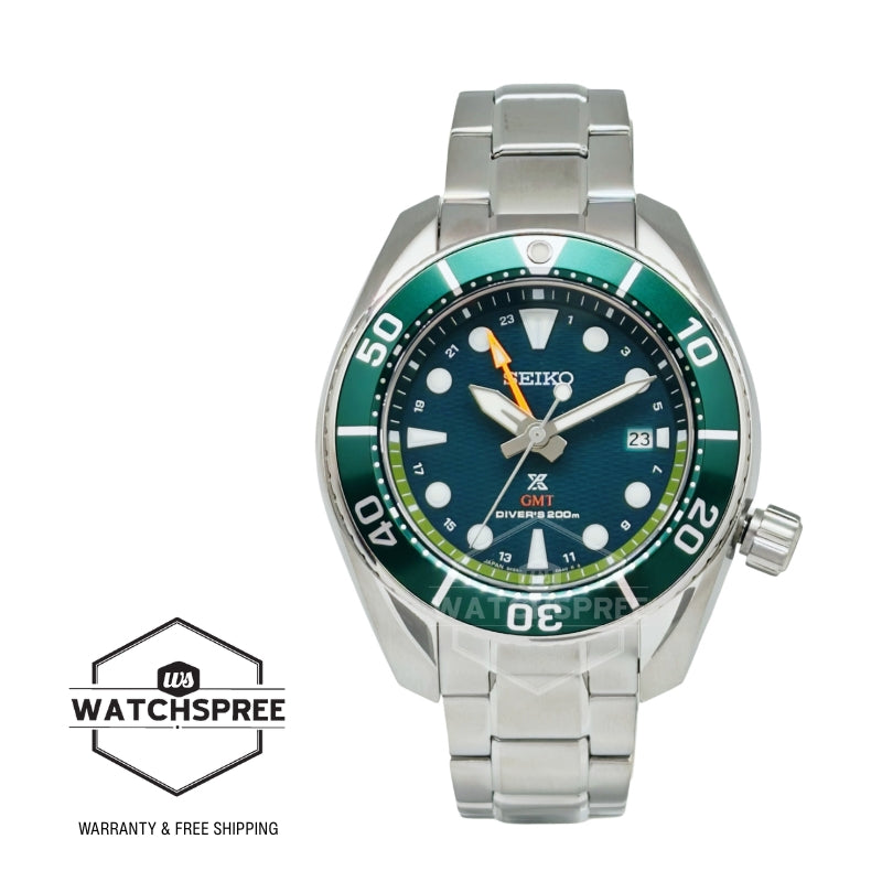 Seiko Prospex (Japan Made) Solar GMT Diver's Stainless Steel Band Watch SFK003J1