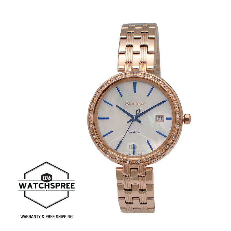 Casio Sheen 3-Hand Analog with Swarovski Crystals Watch SHE4052PG-2A SHE-4052PG-2A