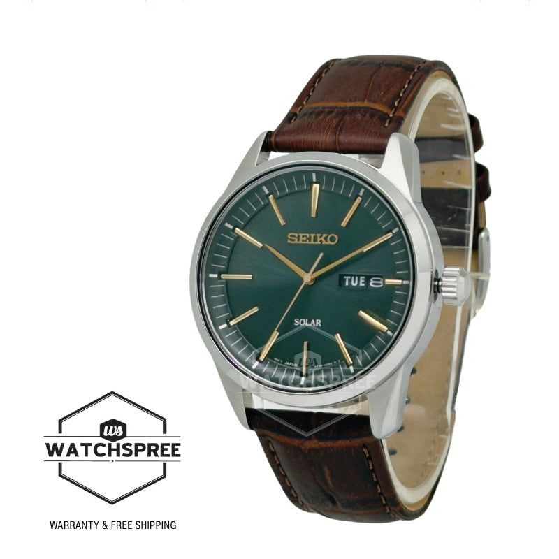 Seiko Solar Brown Calf Leather Strap Watch SNE529P1