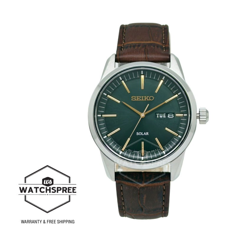 Seiko Solar Brown Calf Leather Strap Watch SNE529P1