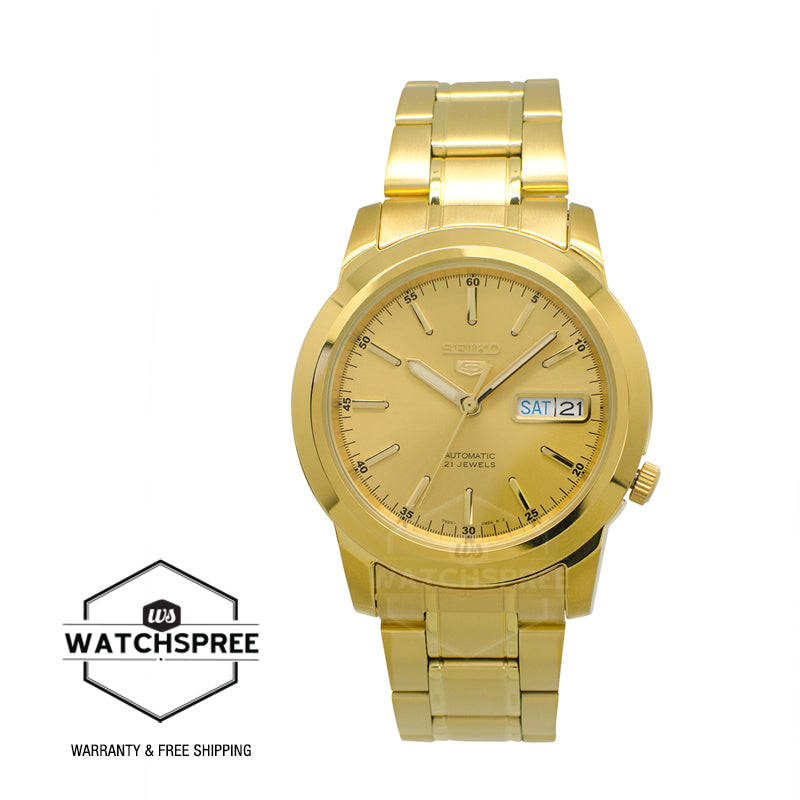 Seiko 5 Automatic Gold-Tone Stainless Steel Band Watch SNKE56K1